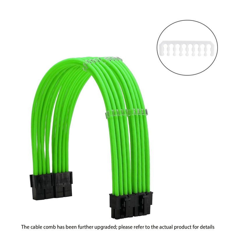 Formulamod Sleeve Extension Power Supply Cable Kit 18AWG ATX 24P+ EPS 8-P+PCI-E8-P with Combs for PSU to Motherboard/GPU (Green) - Image 2